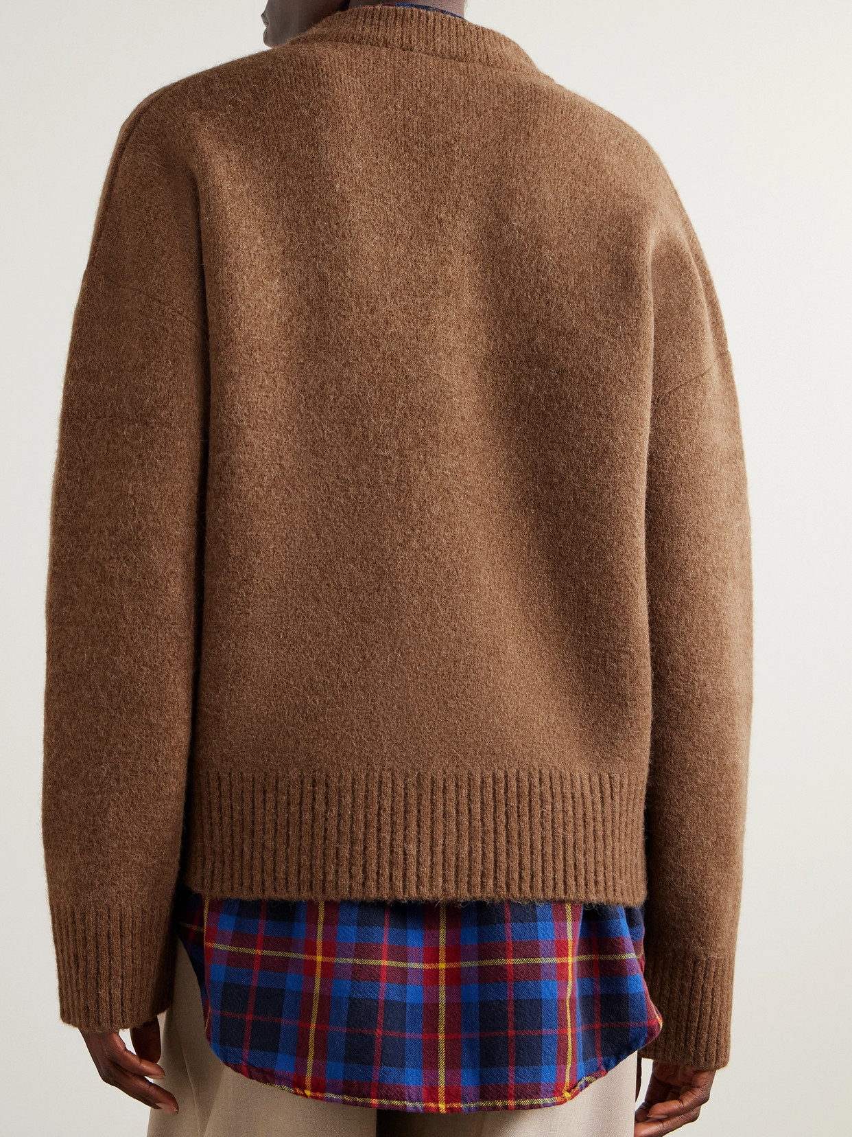 Ami Alexandre Mattiussi Intarsia-knit Alpaca And Wool-blend Cardigan In Brown