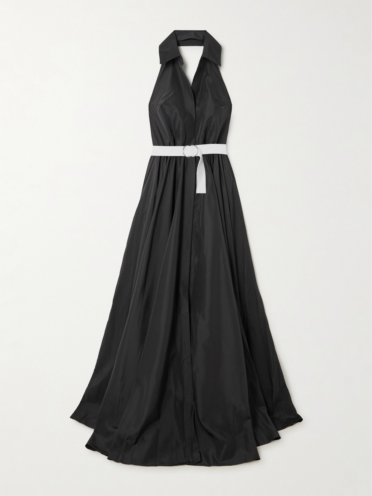 Norma Kamali Belted Habotai Halterneck Gown