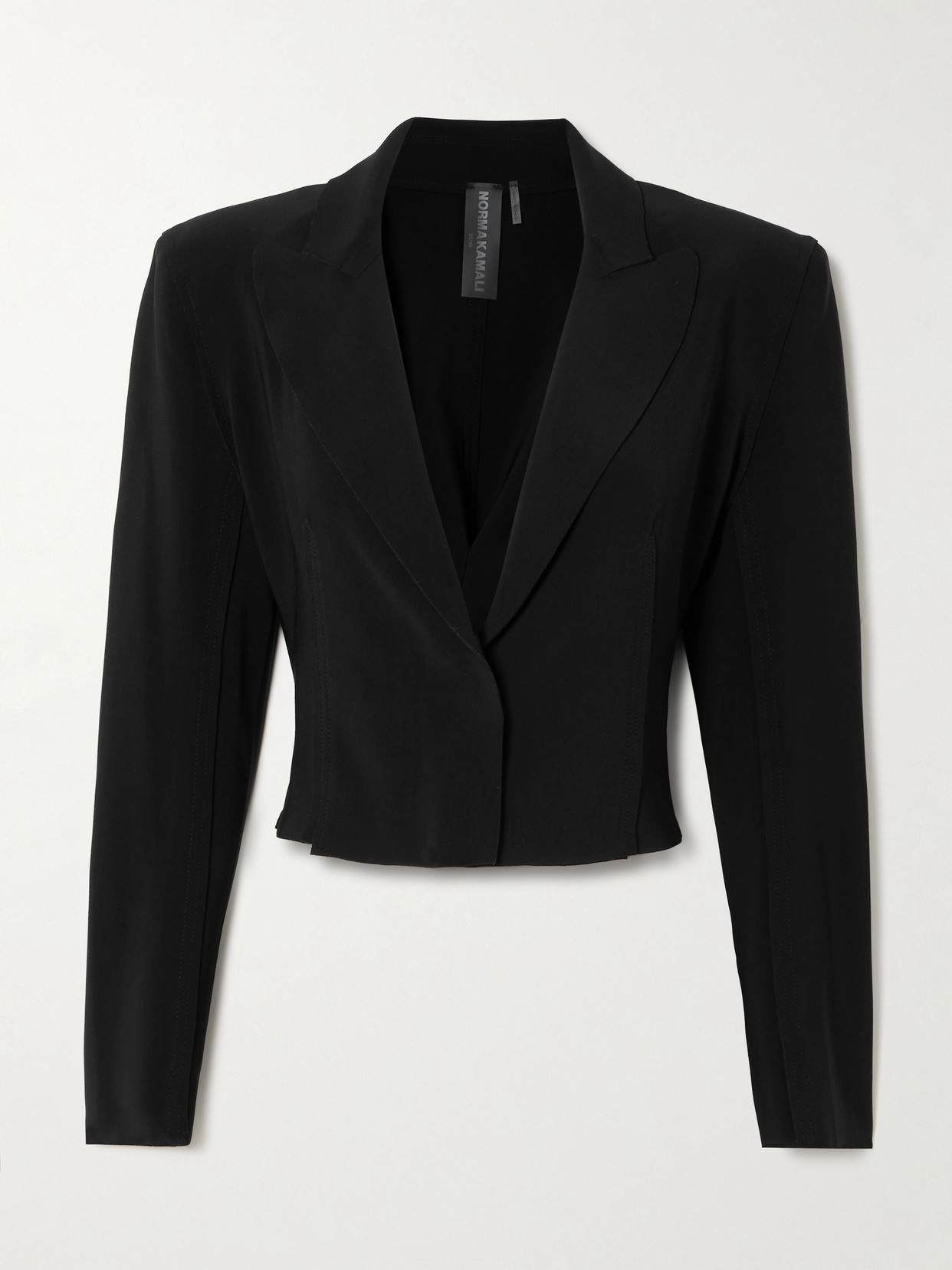 Norma Kamali Cropped Stretch-jersey Blazer In Black