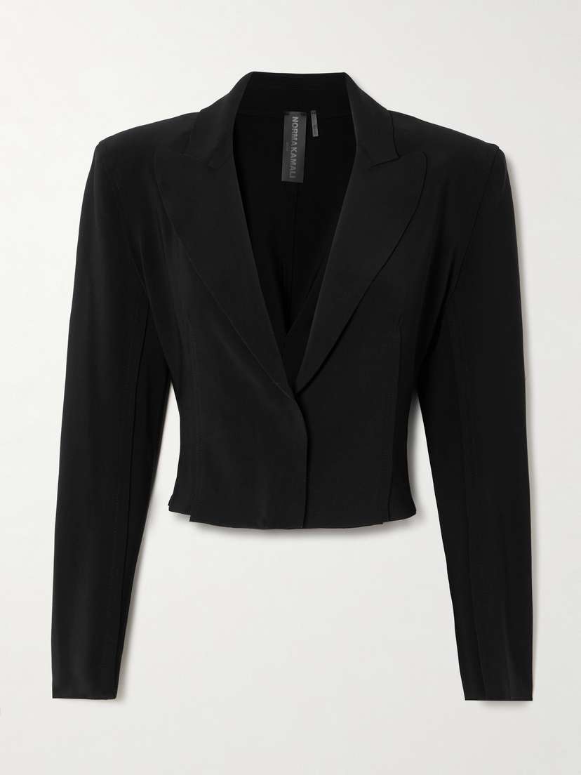 Norma Kamali Cropped Stretch-jersey Blazer