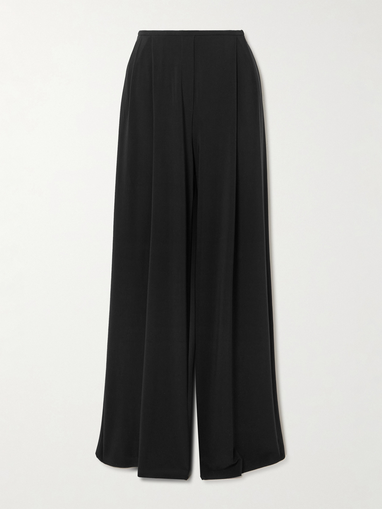 Norma Kamali Pleated Stretch-jersey Wide-leg Pants In Black