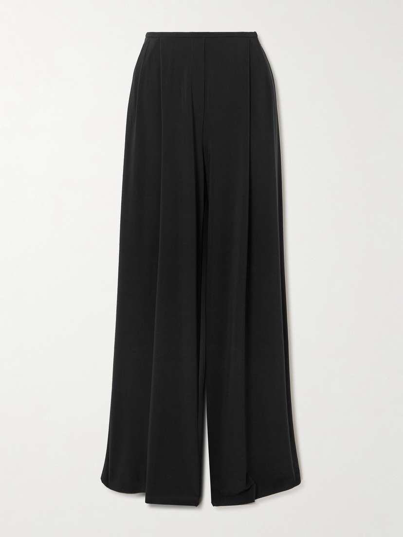 Norma Kamali Pleated Stretch-jersey Wide-leg Pants
