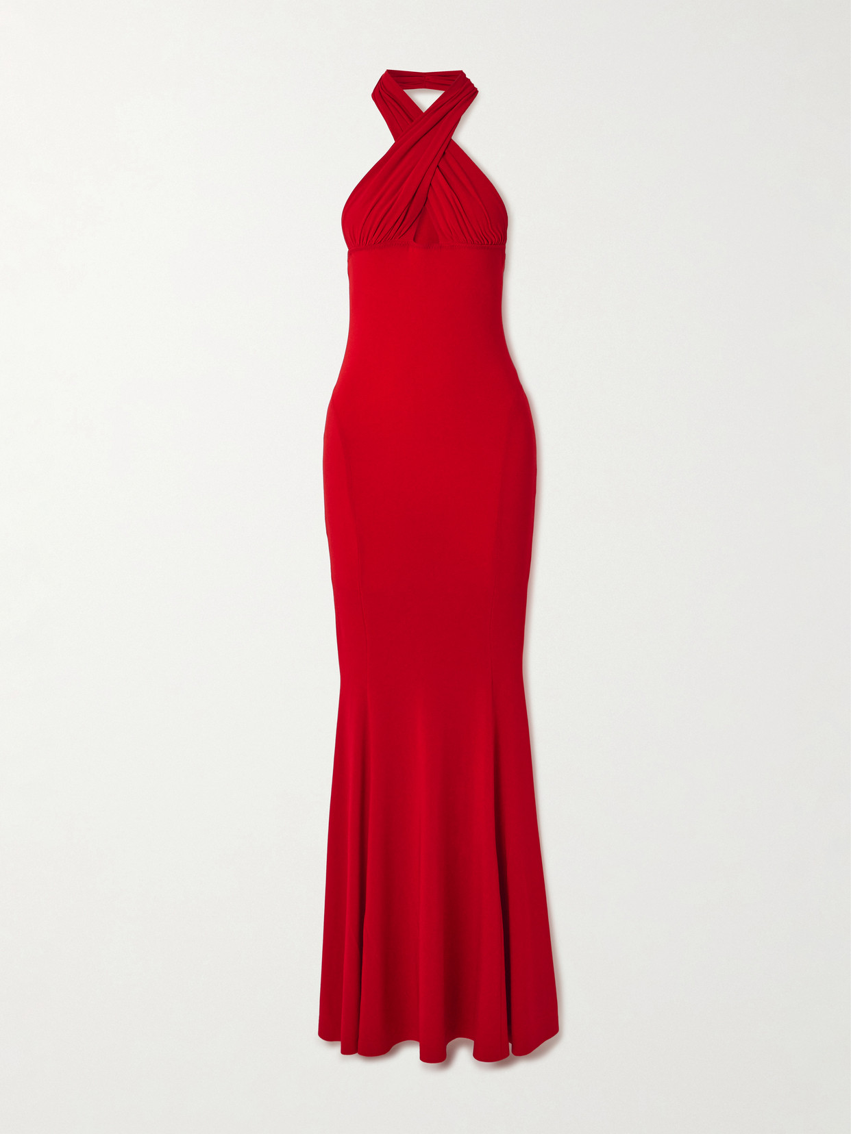 Norma Kamali Cutout Jersey Halterneck Gown In Red