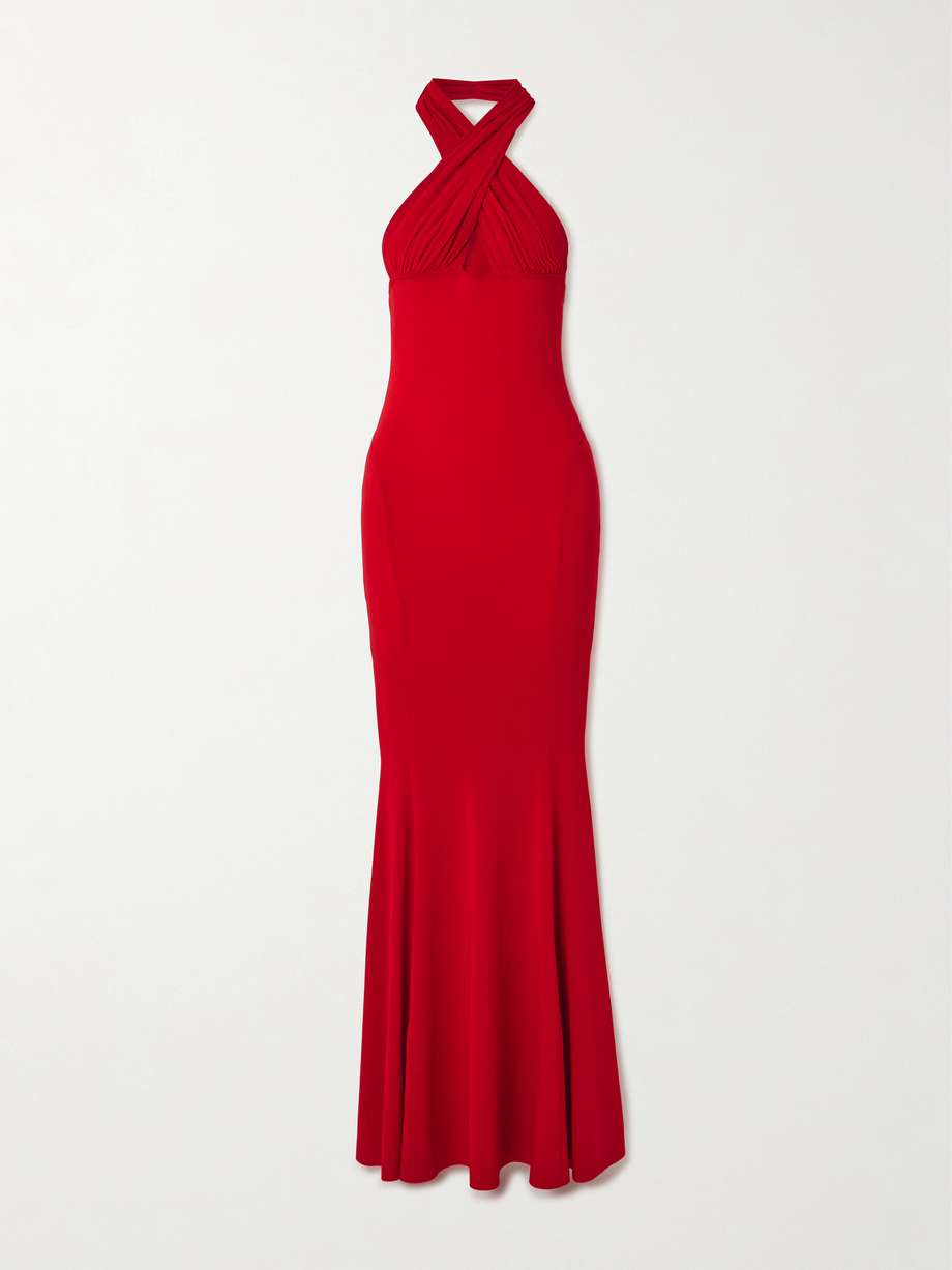 cutout jersey halterneck gown