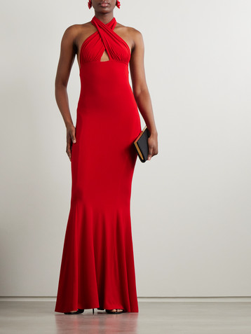 Norma Kamali Cutout jersey halterneck gown