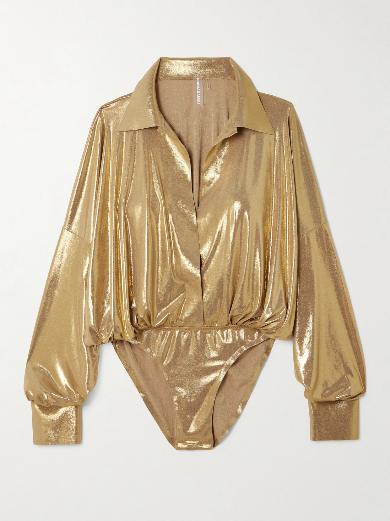 Norma Kamali Stretch-lamé Bodysuit