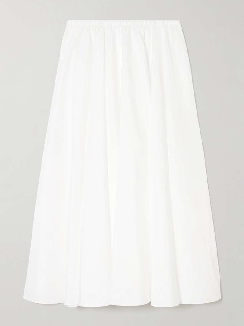 Norma Kamali Pleated Poplin Midi Skirt
