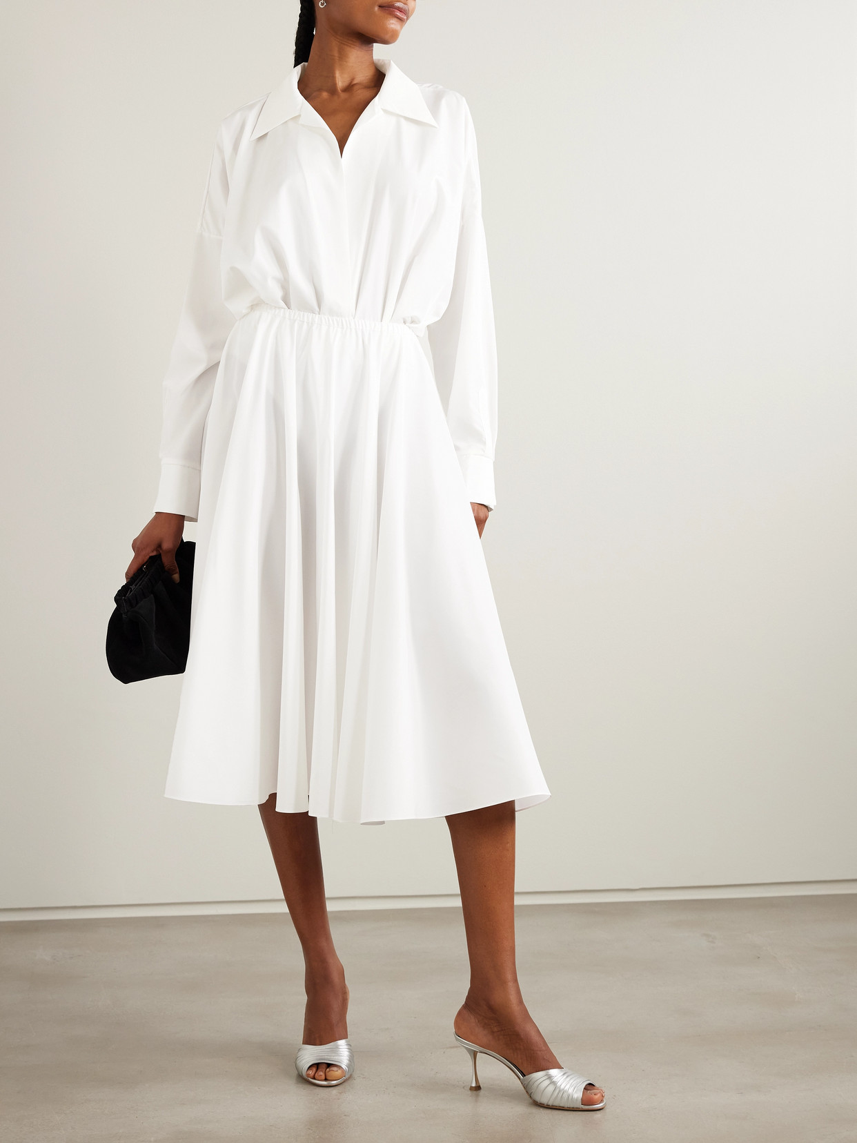 Pleated Poplin Midi