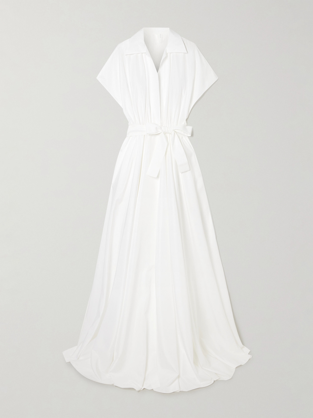 Norma Kamali Belted Pleated Poplin Gown