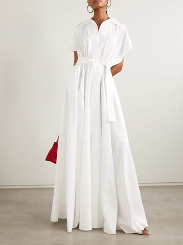 Norma Kamali Belted pleated poplin gown