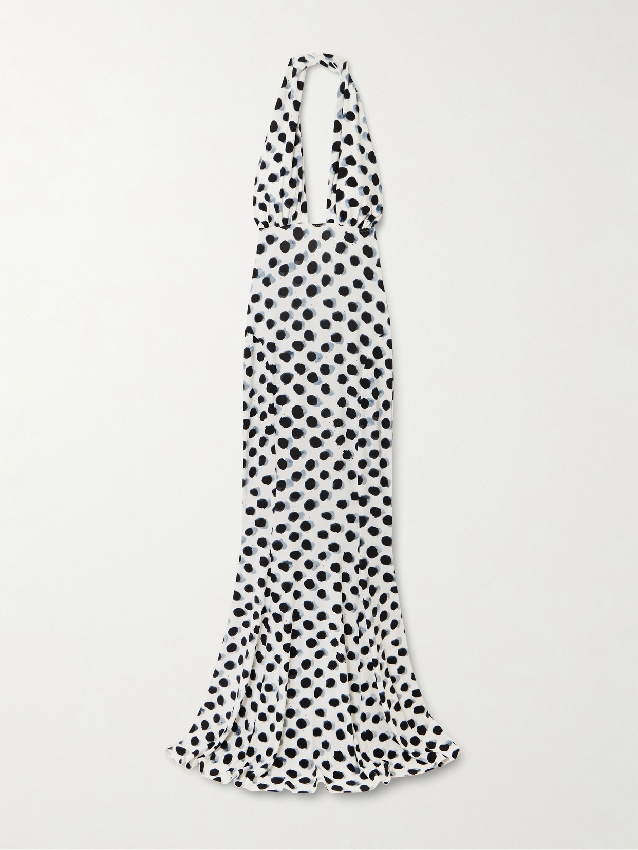 Norma Kamali Cutout Polka-dot Stretch-jersey Halterneck Gown In White