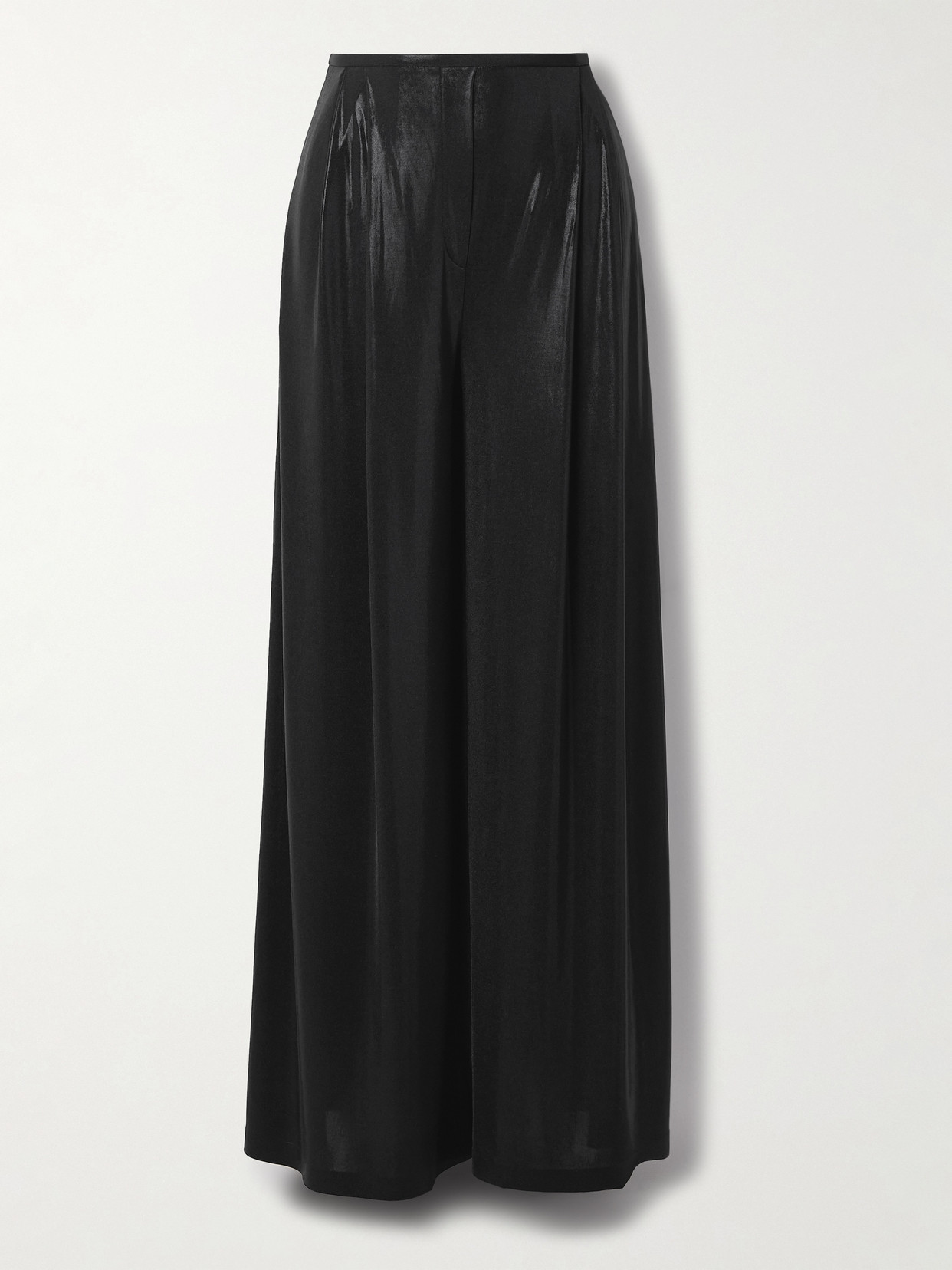 Norma Kamali Pleated Stretch-jersey Wide-leg Pants In Black