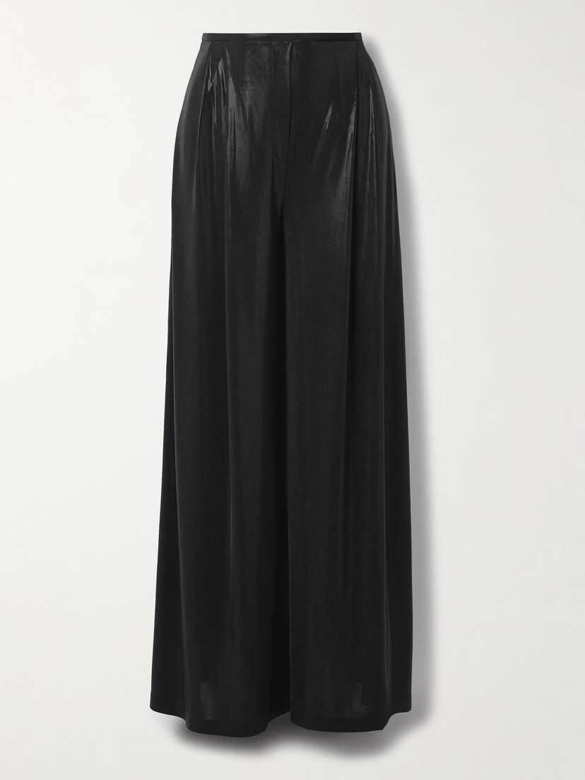 Norma Kamali Pleated Stretch-jersey Wide-leg Pants