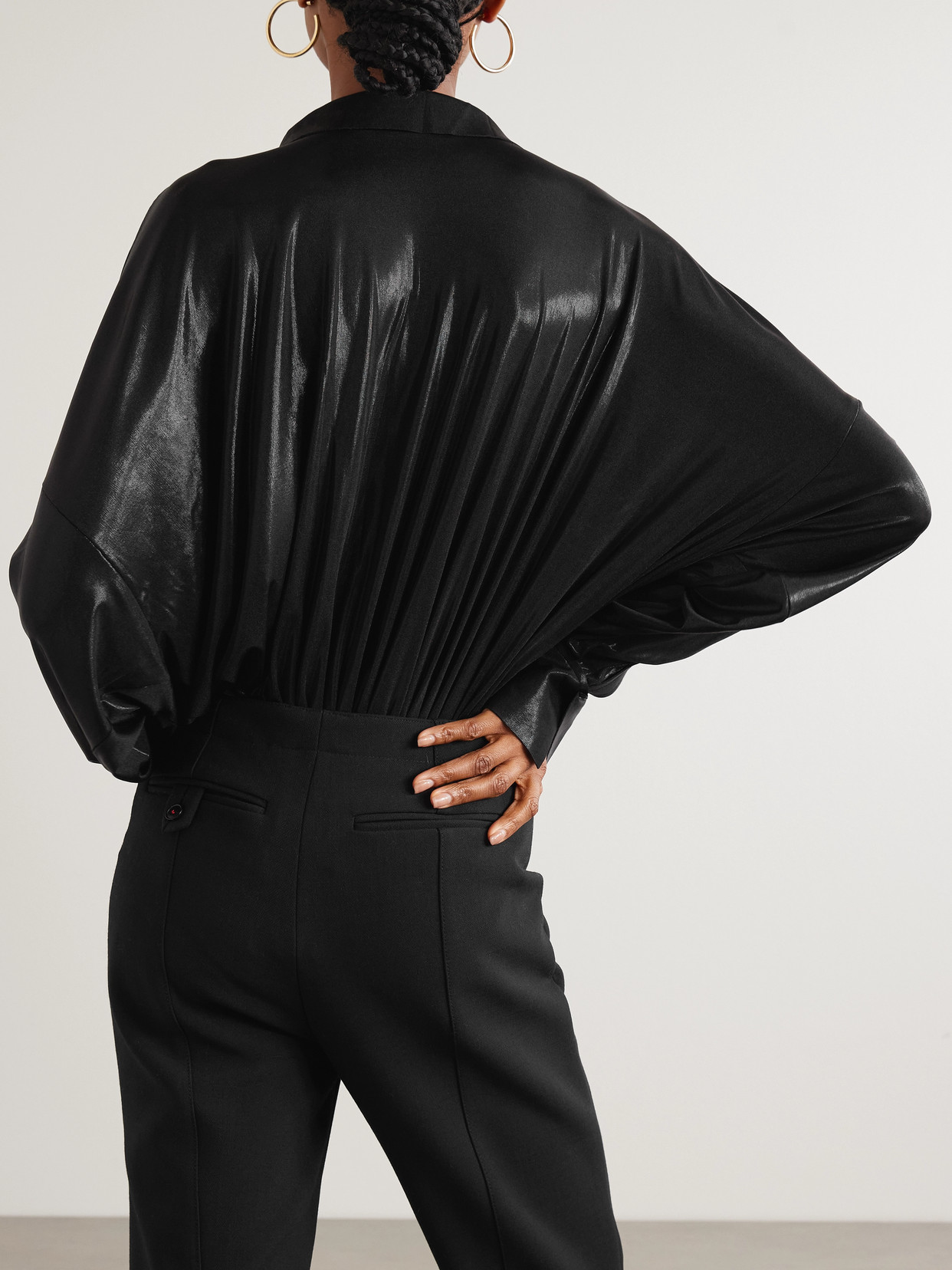 Norma Kamali Super Lace And Stretch-jersey Bodysuit In Black