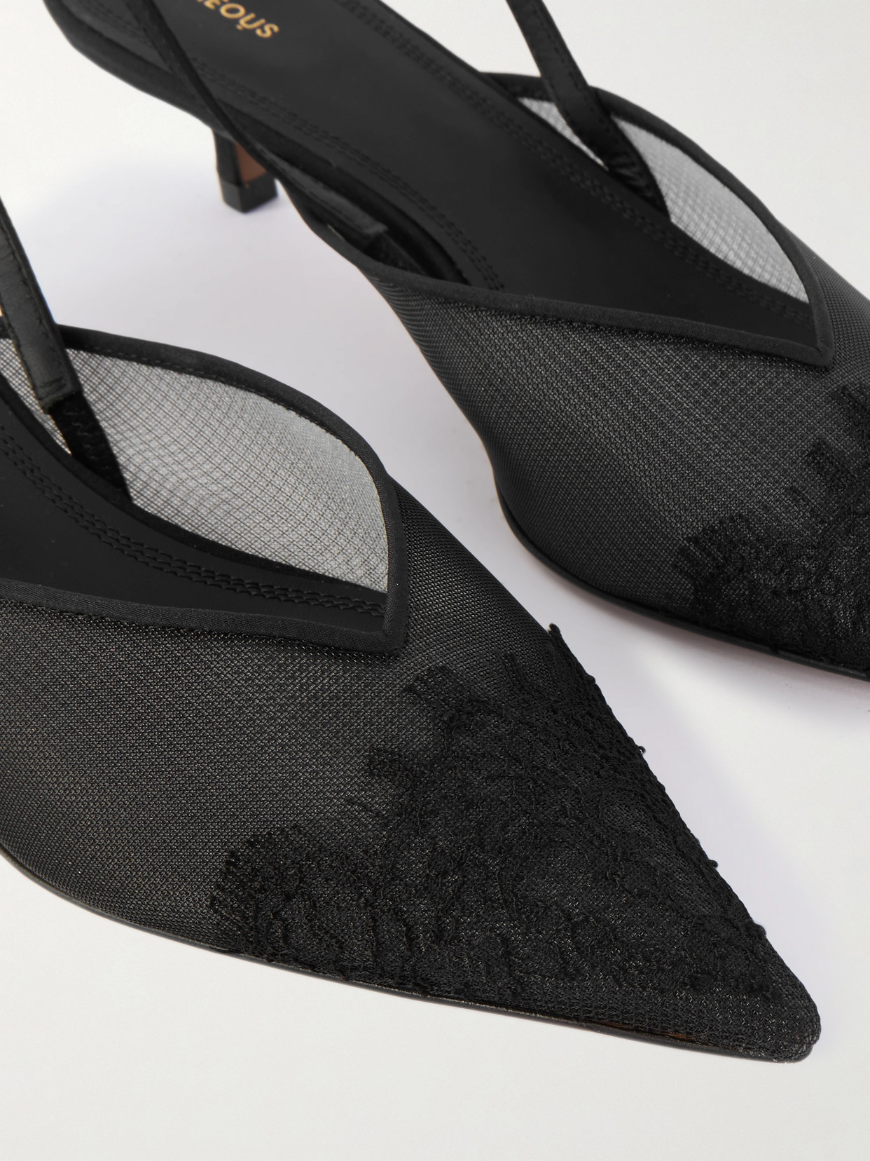 Irena Lace And Satin-Trimmed Slingback