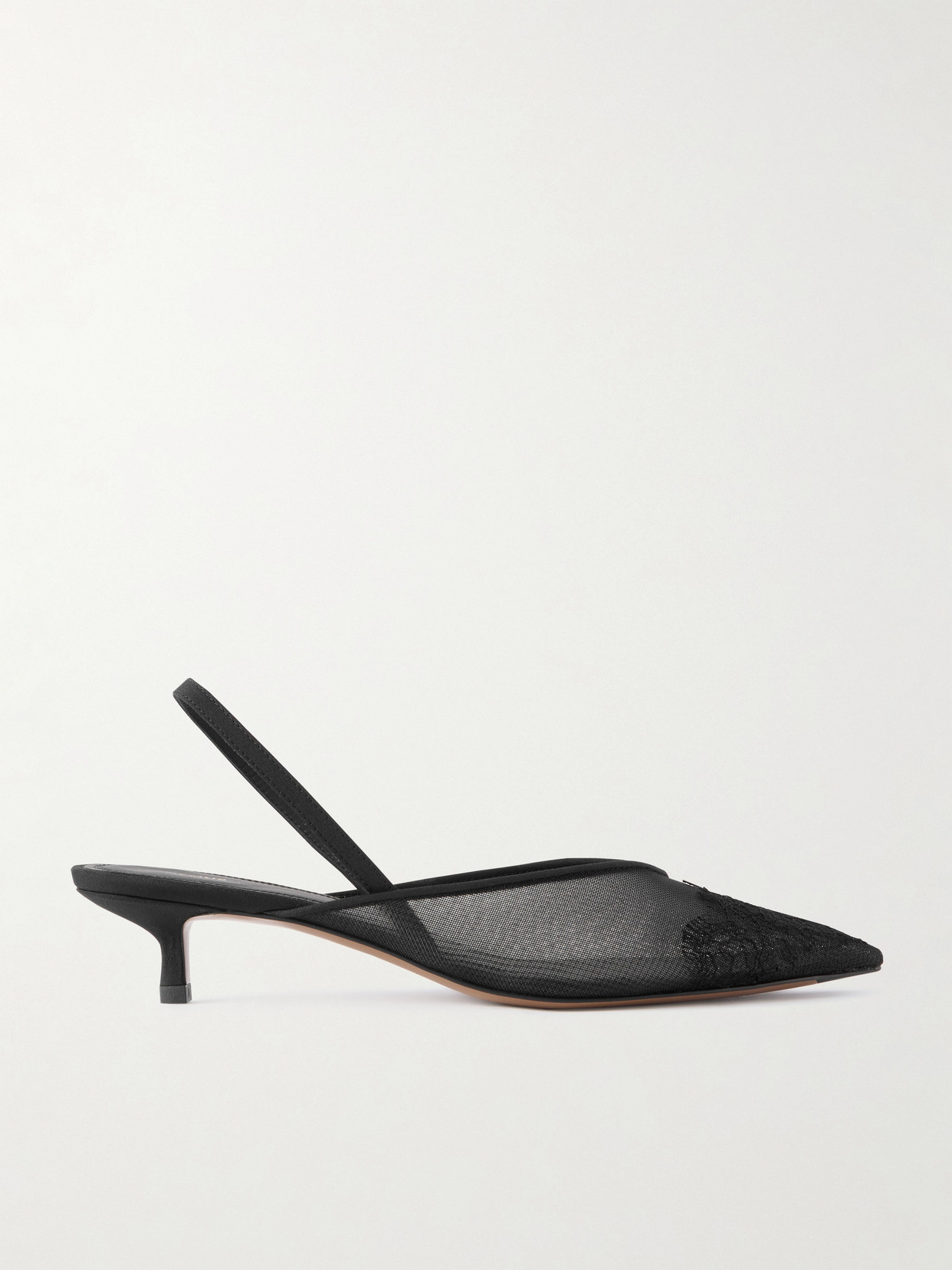 Neous Irena Lace And Satin-trimmed Mesh Slingback Pumps In Black