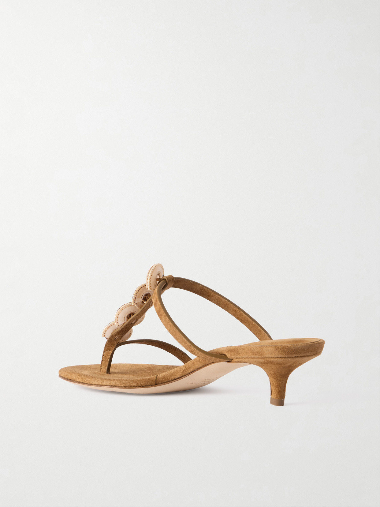 Christopher Esber Sundial Shell-embellished Suede Sandals In Brown