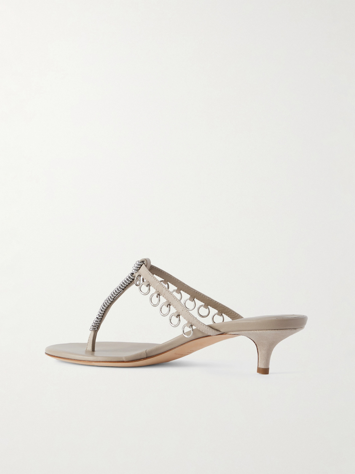 Christopher Esber Pierced Embellished Suede Sandals In Neutral