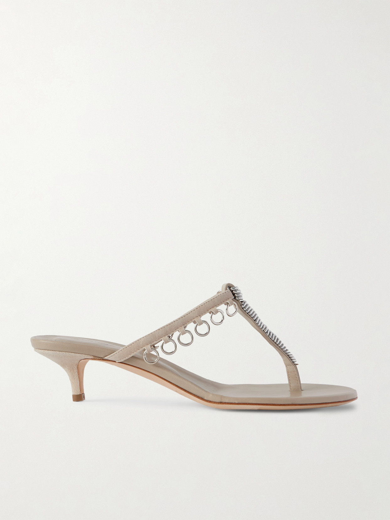 Christopher Esber Pierced Embellished Suede Sandals In Neutral