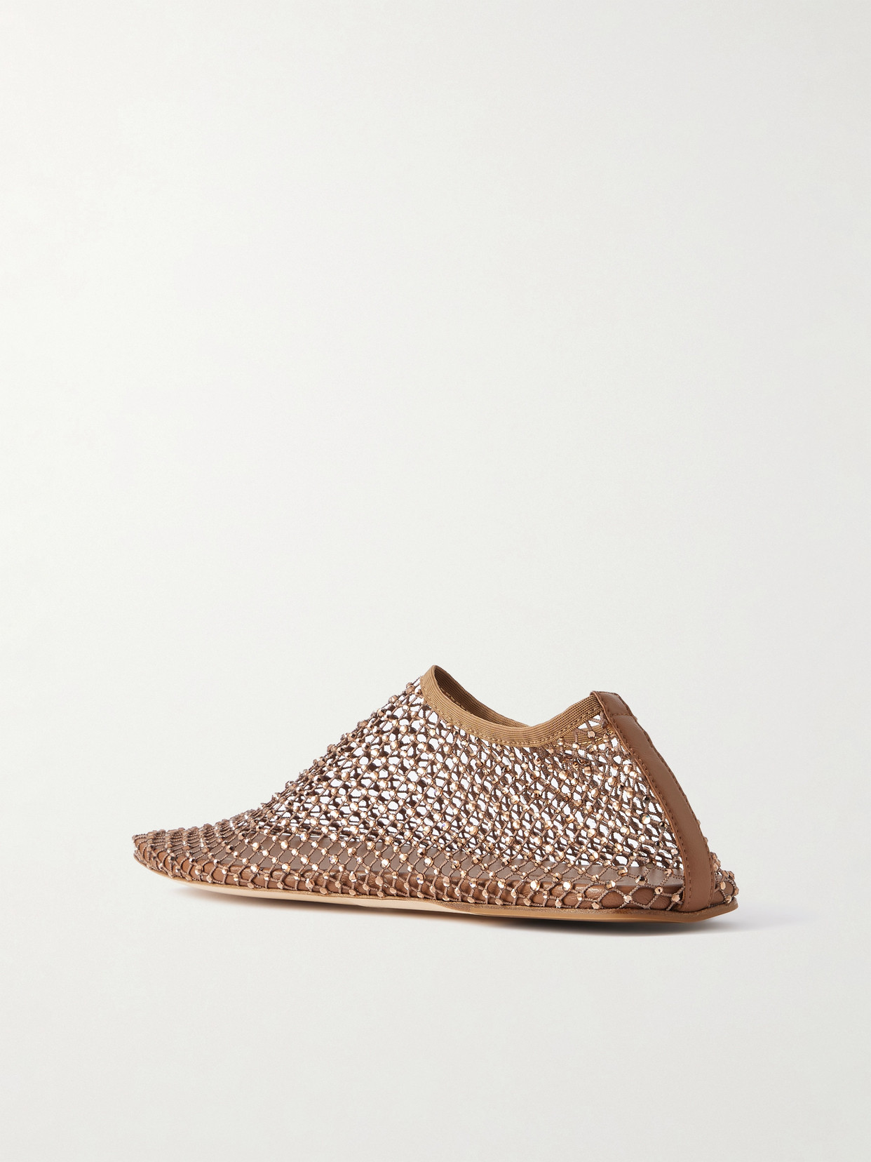 Christopher Esber Minette Crystal-embellished Mesh Ballet Flats In Animal Print