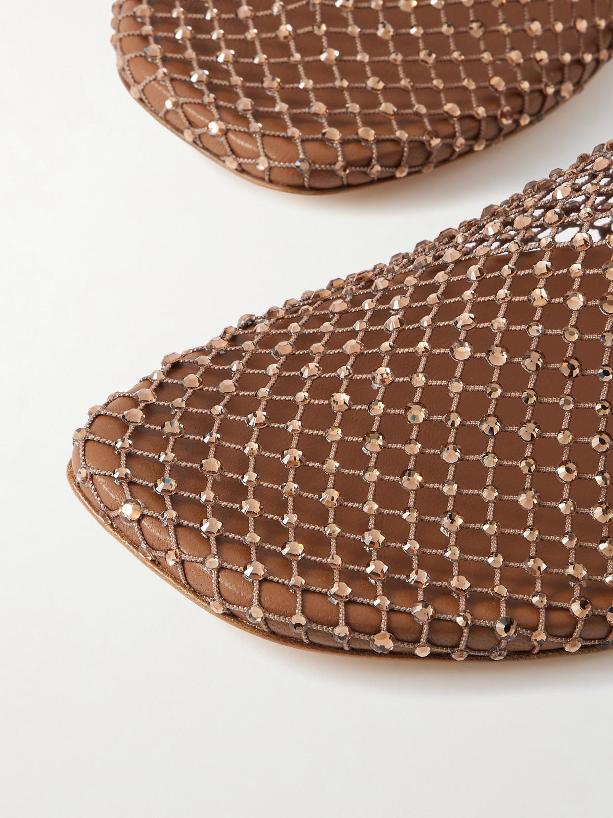 Christopher Esber Minette Crystal-embellished Mesh Ballet Flats In Animal Print