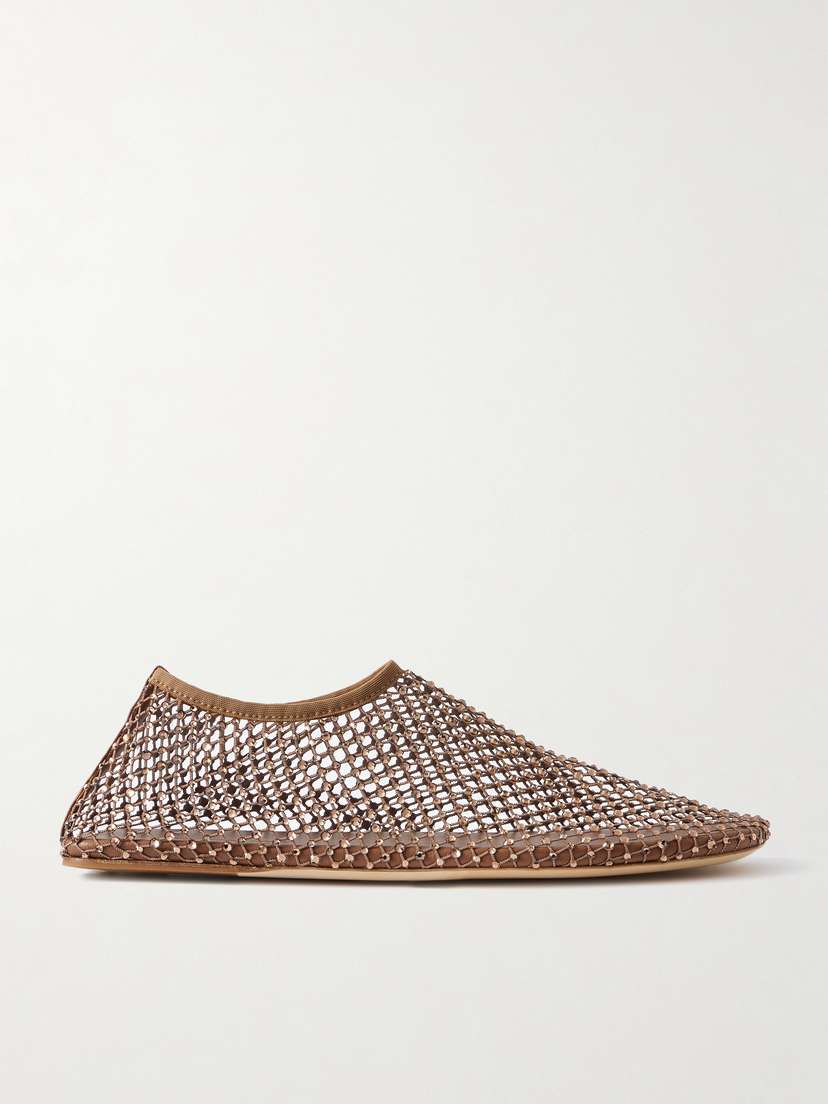 Christopher Esber Minette Crystal-embellished Mesh Ballet Flats