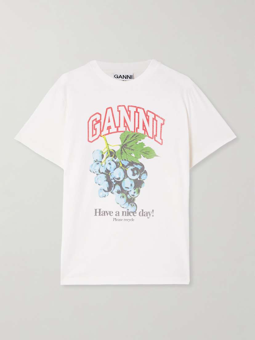 Ganni Grapes Printed Organic Cotton-jersey T-shirt