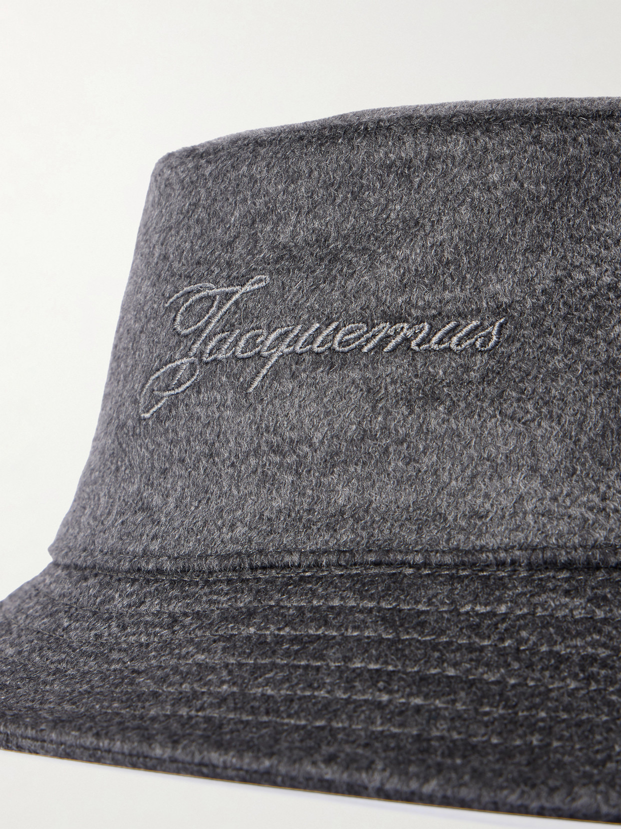 Jacquemus Le Bob Embroidered Wool Bucket Hat In Gray