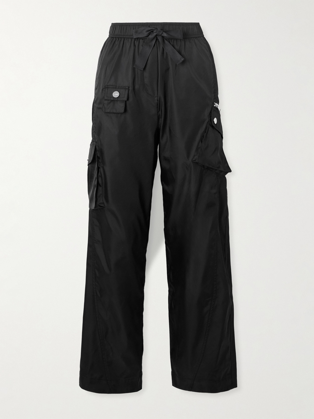 Ganni Duchesse Nylon Oversized Elasticated Pants Black In Black