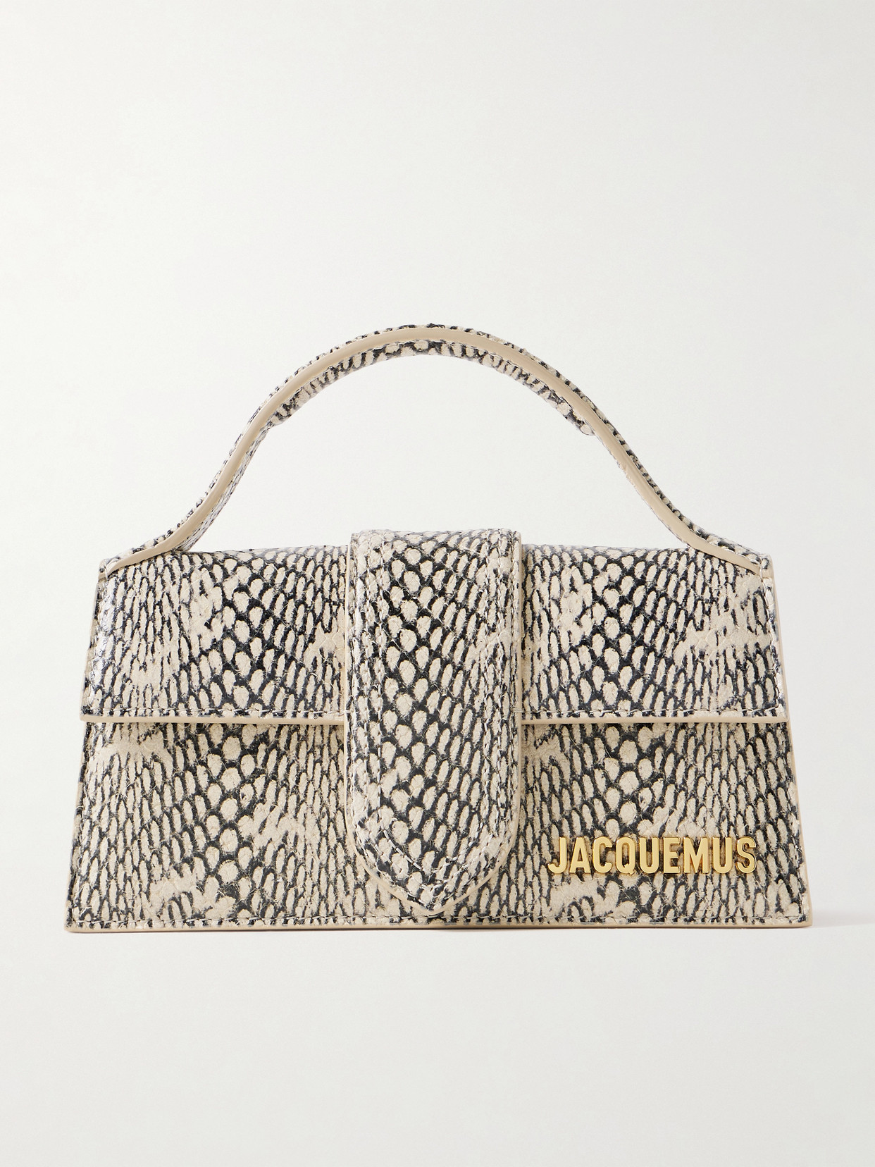 Jacquemus The Bambino Snake-effect Leather Shoulder Bag In Neutral