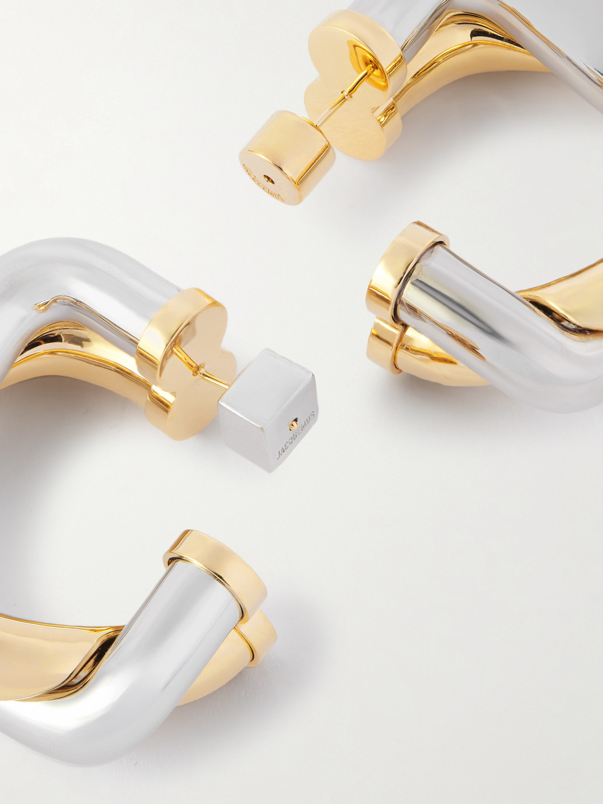 Jacquemus The Doppio Silver- And Gold-tone Hoop Earrings In Multi