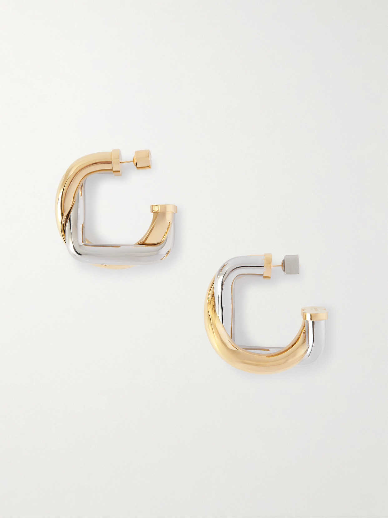 Jacquemus The Doppio Silver- And Gold-tone Hoop Earrings In Multi