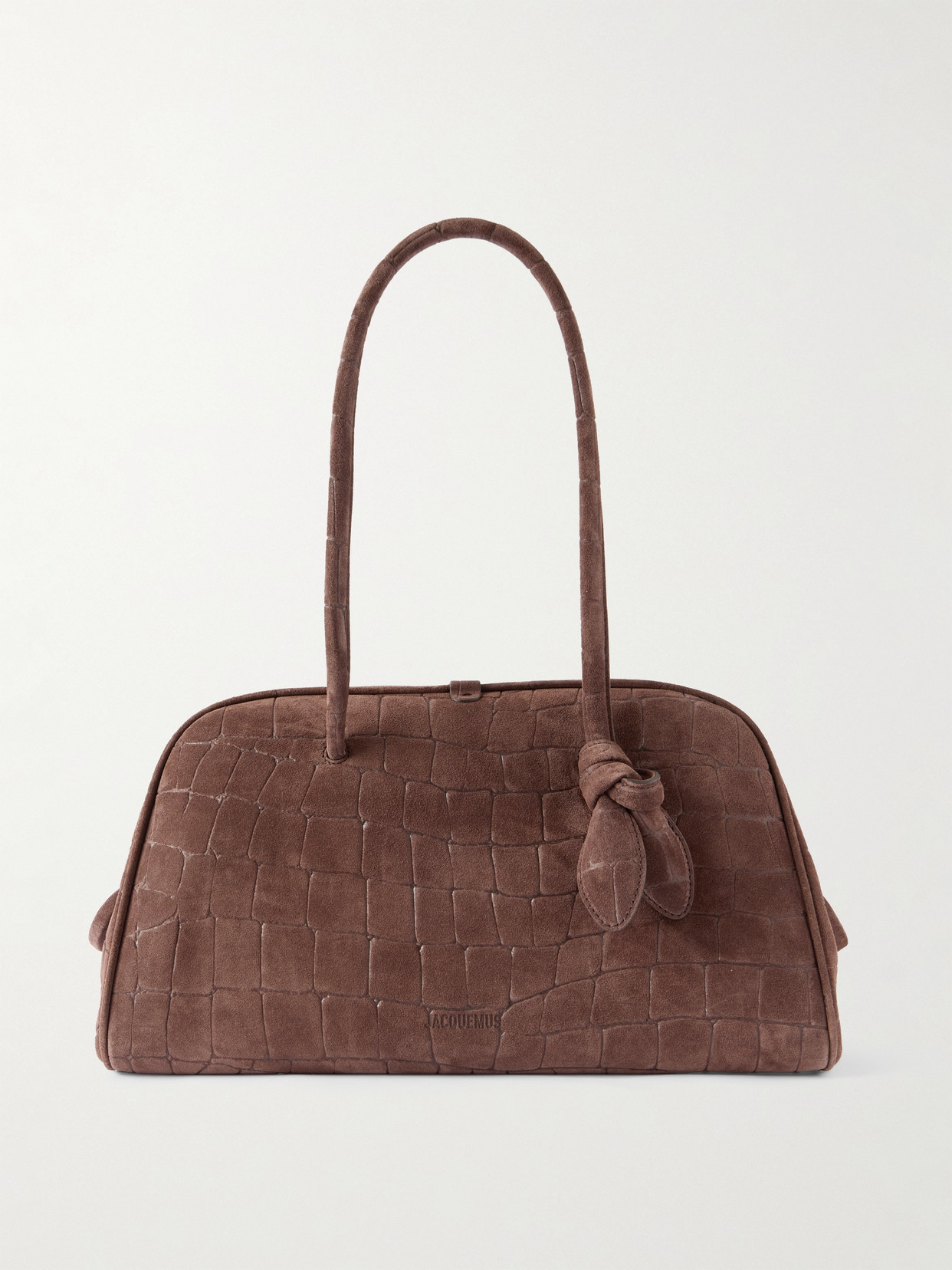 Jacquemus The Turismo Large Croc-effect Suede Tote In Brown