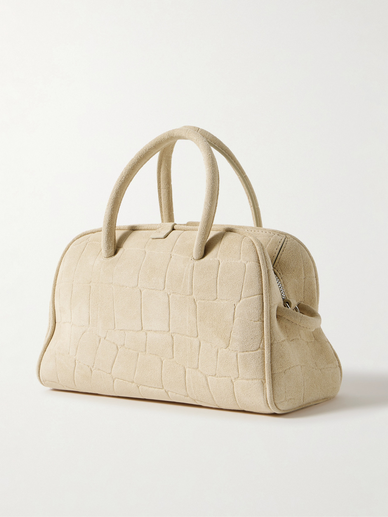 Jacquemus The Turismo Small Croc-effect Suede Tote In White