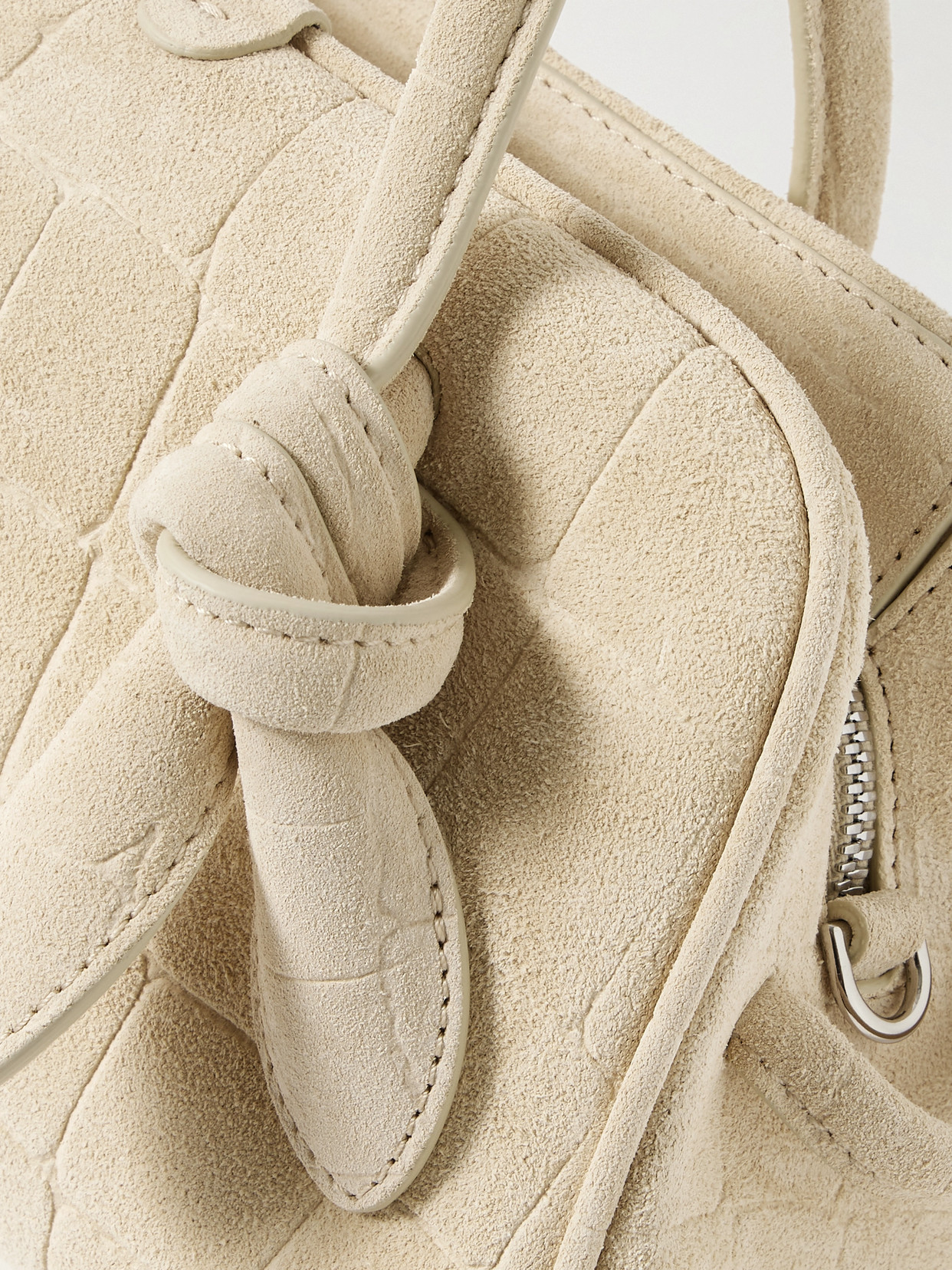 Jacquemus The Turismo Small Croc-effect Suede Tote In White