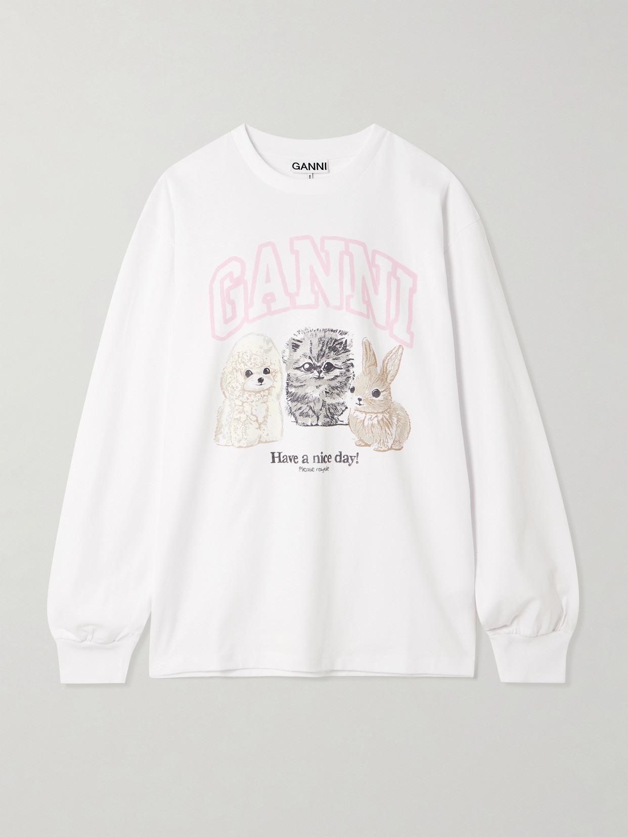 Ganni Oversized Printed Organic And Recycled Cotton-jersey Sweatshirt