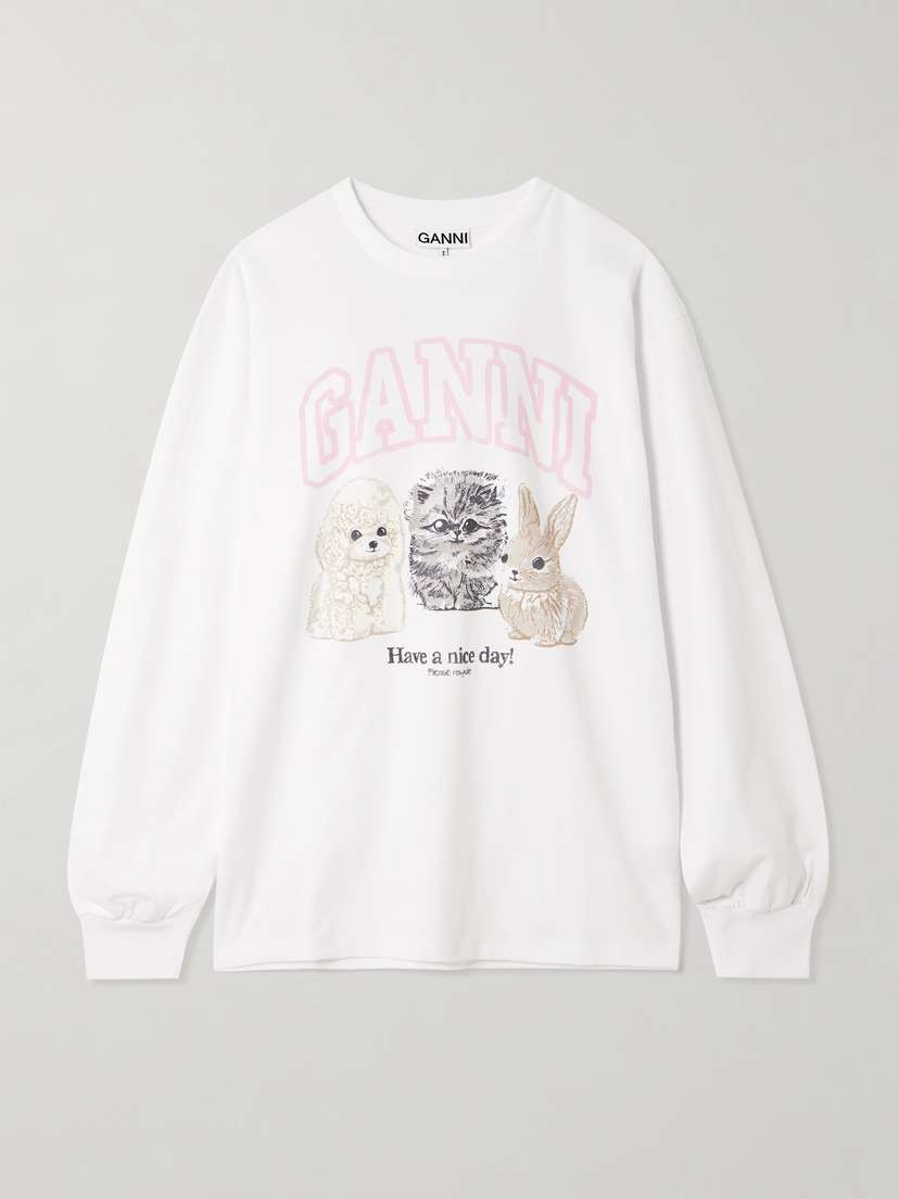 Ganni Oversized Printed Organic And Recycled Cotton-jersey Sweatshirt