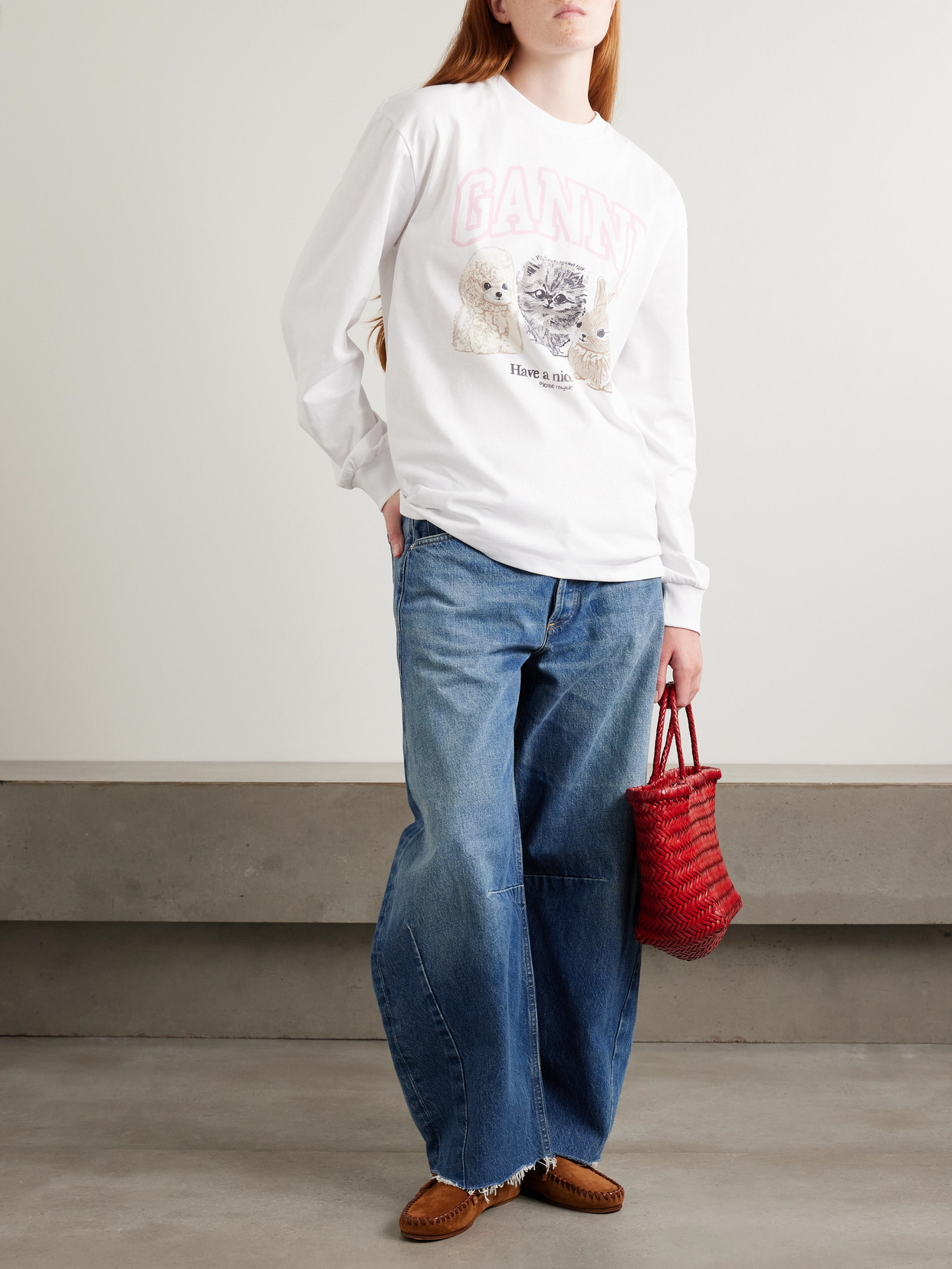 Ganni Oversized Printed Organic And Recycled Cotton-jersey Sweatshirt