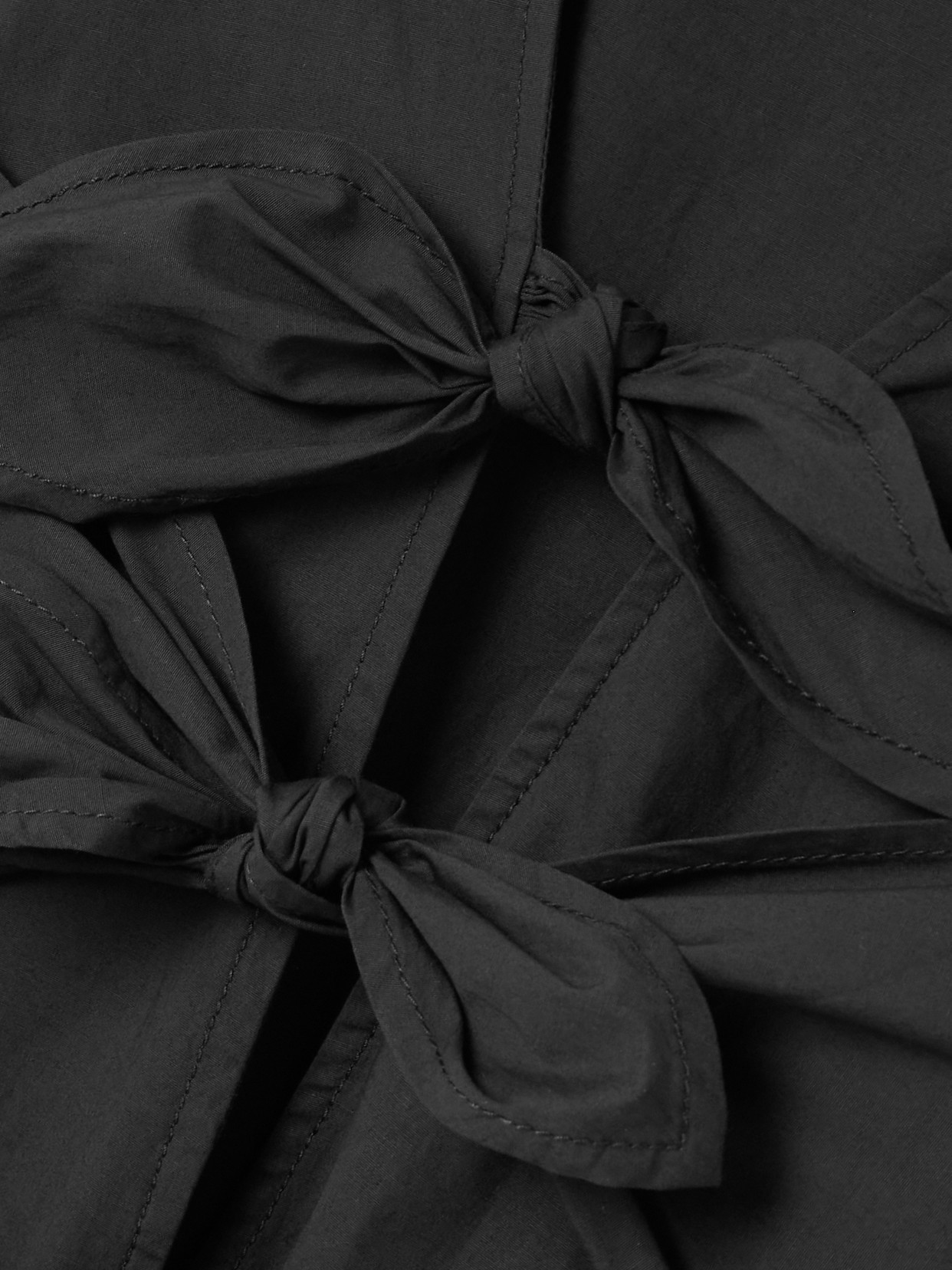 Ganni Belted Bow-embellished Stretch-cotton Poplin Midi Dress