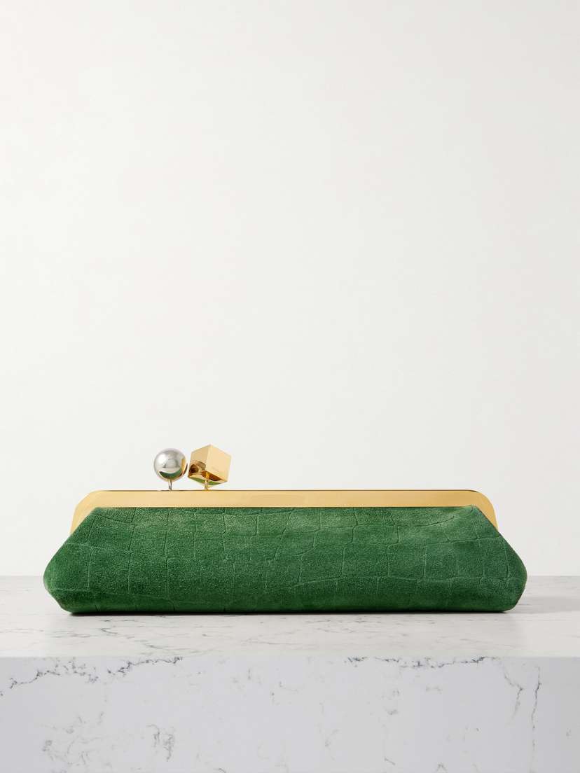 Jacquemus Le Salon Croc-effect Suede Clutch