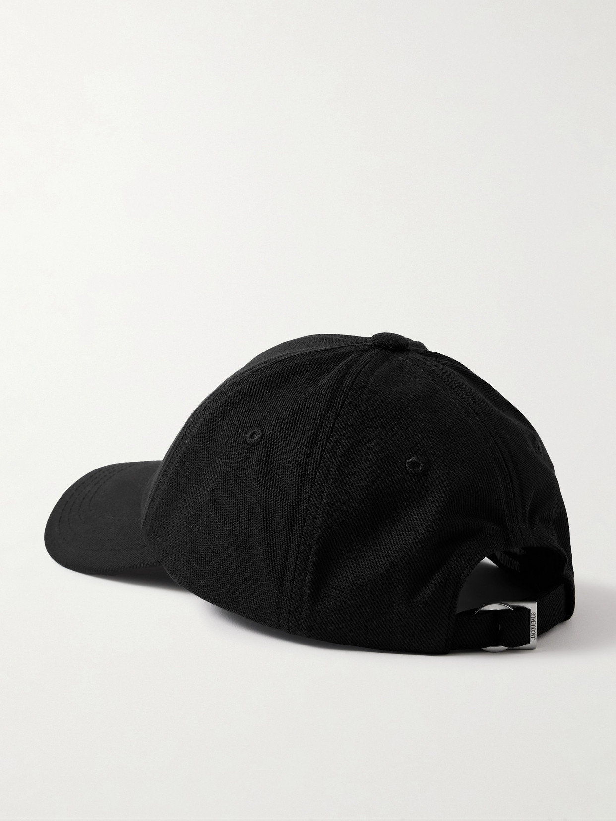Jacquemus Embellished Cotton-twill Baseball Cap In Black