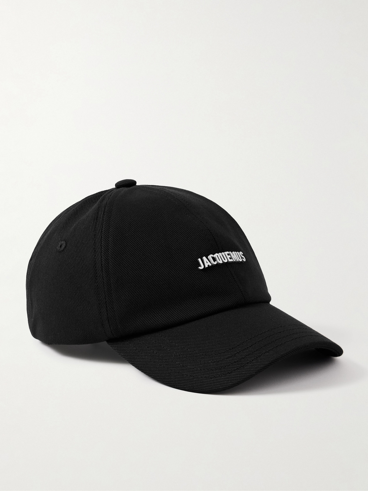 Jacquemus Embellished Cotton-twill Baseball Cap In Black