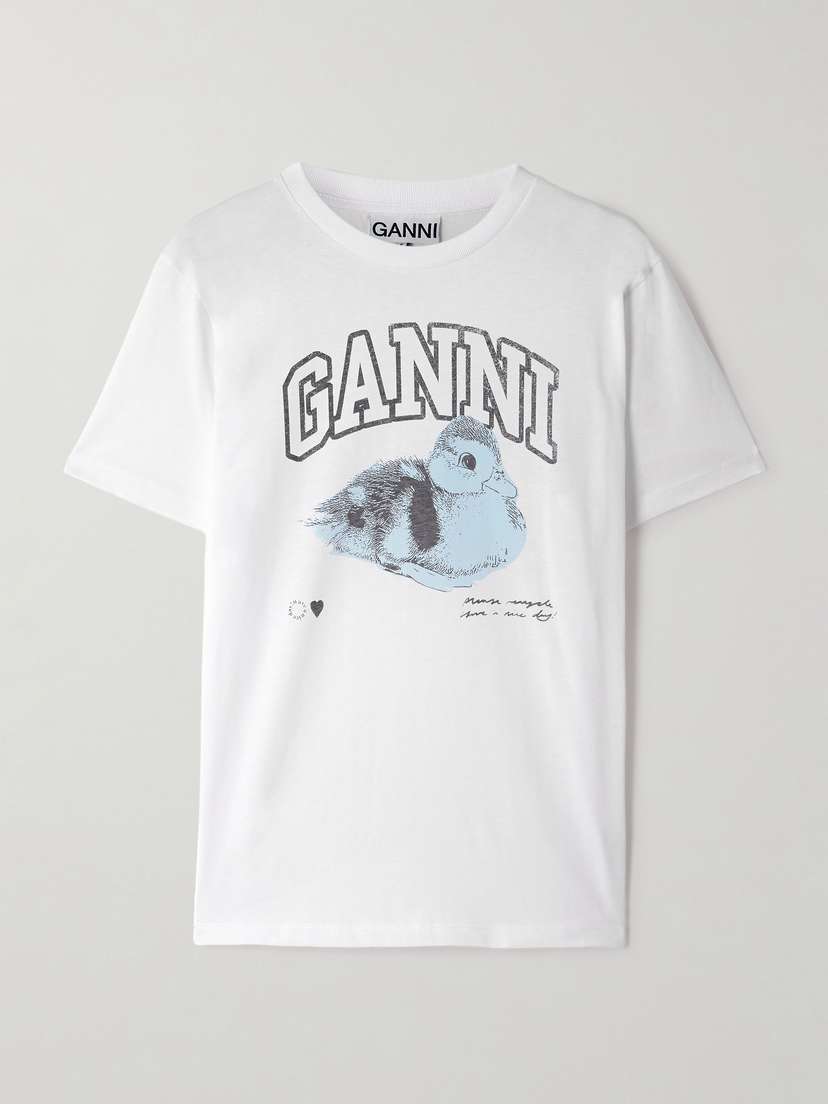Ganni Printed Cotton-jersey T-shirt