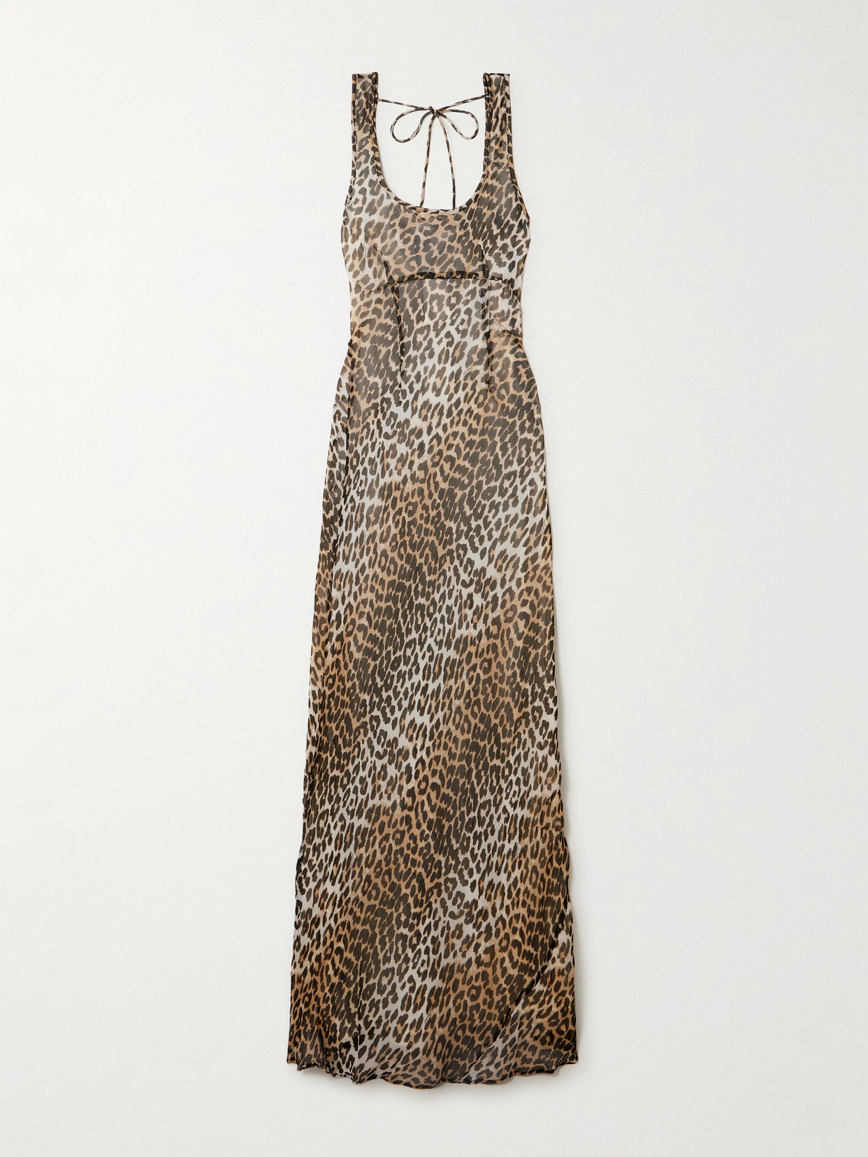 Ganni Animal Print Scoop Neckline Floor-length Dress In Animal Print