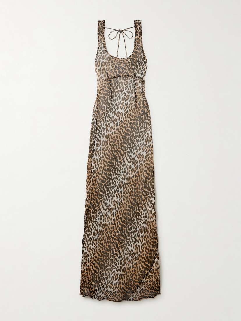 Ganni Leopard-print Chiffon Maxi Dress