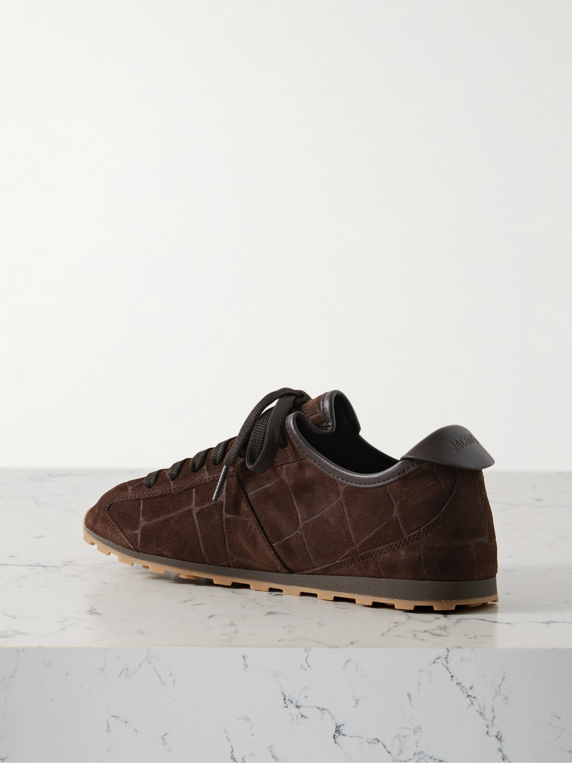 Jacquemus - The Tennis leather-trimmed croc-effect suede sneakers