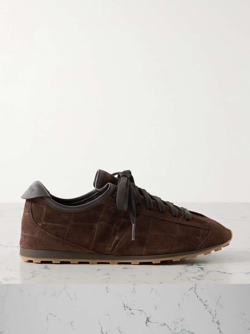 Jacquemus The Tennis Leather-trimmed Croc-effect Suede Sneakers
