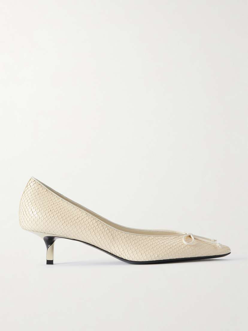 Jacquemus Tourni Bow-detailed Snake-effect Leather Pumps