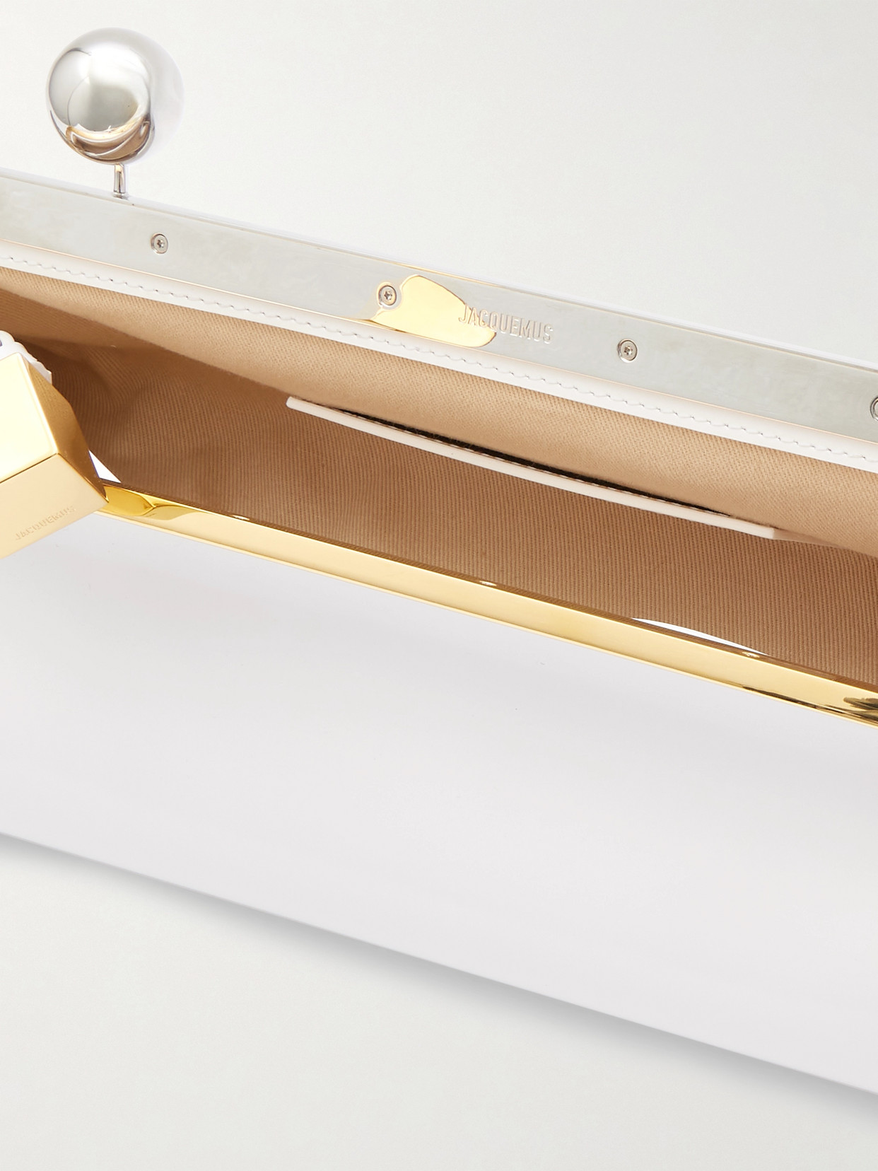 Jacquemus Le Salon Leather Clutch In White