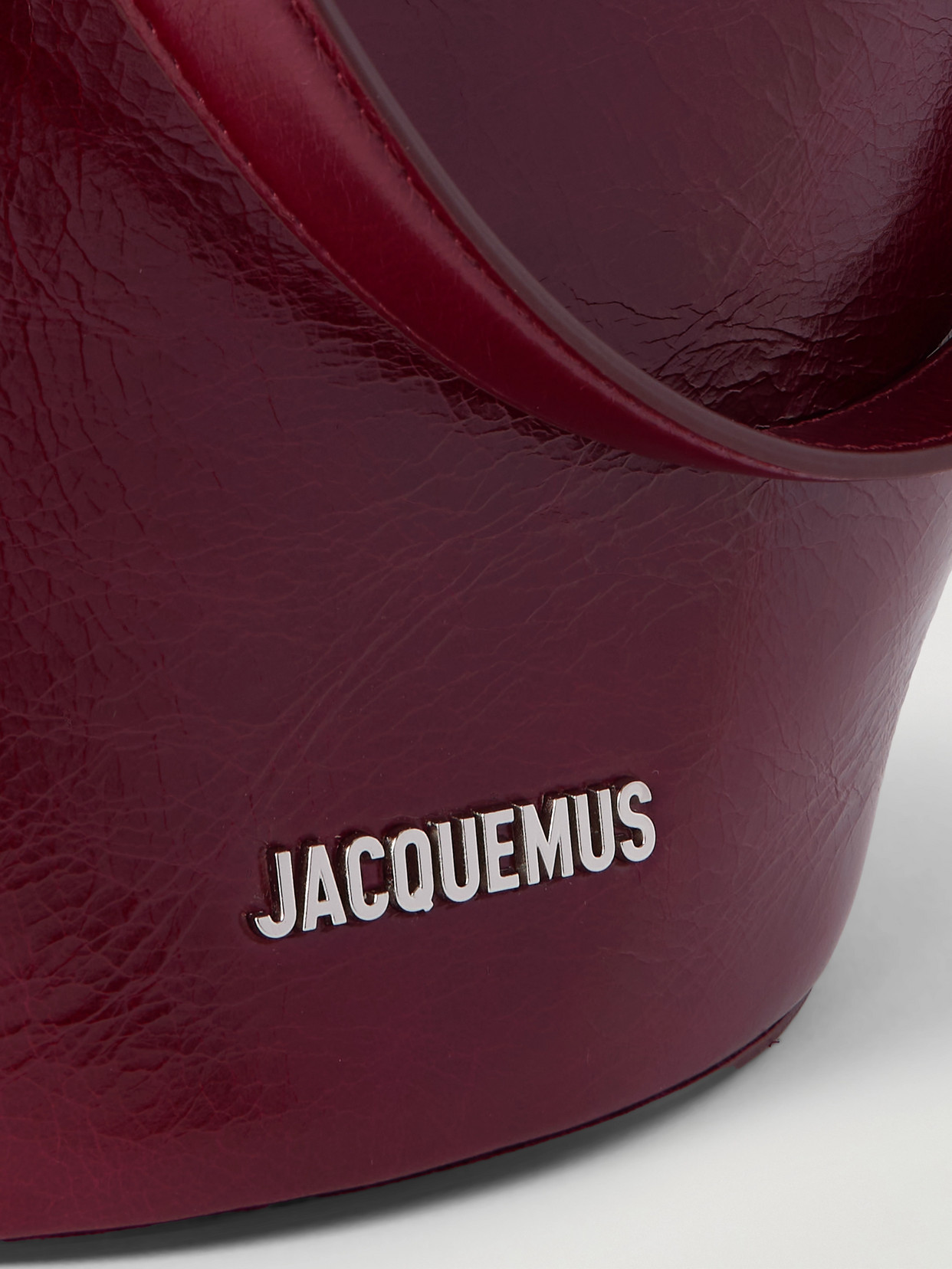 Jacquemus Le Bambola Moyen Embellished Crinkled-leather Bag In Burgundy